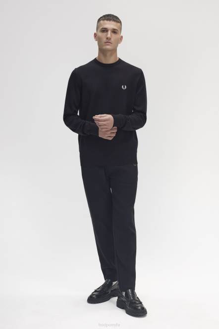 Fred Perry muškarci klasični džemper s okruglim izrezom N42N455 odjeća crno