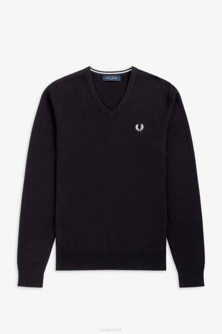 Fred Perry muškarci klasični džemper s v izrezom N42N461 odjeća crno