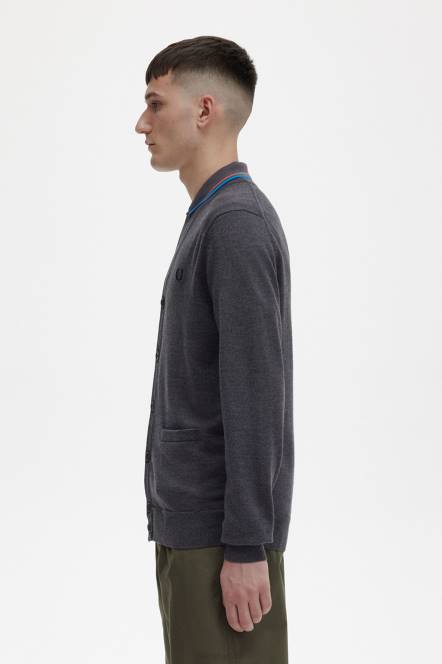 Fred Perry muškarci klasični kardigan N42N448 odjeća tamnosivi lapor