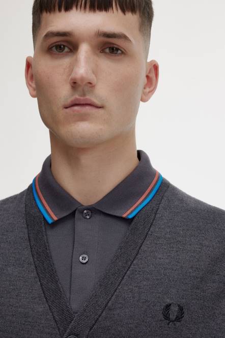 Fred Perry muškarci klasični kardigan N42N448 odjeća tamnosivi lapor