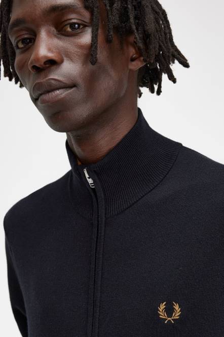 Fred Perry muškarci klasični kardigan s patentnim zatvaračem N42N459 odjeća crno