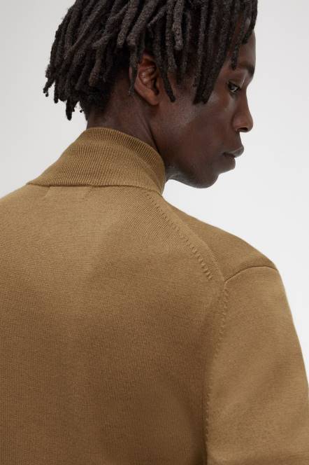 Fred Perry muškarci klasični kardigan s patentnim zatvaračem N42N470 odjeća osjenčani kamen