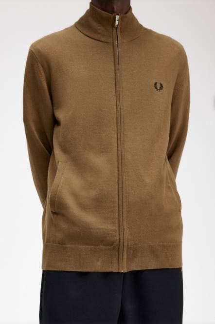 Fred Perry muškarci klasični kardigan s patentnim zatvaračem N42N470 odjeća osjenčani kamen