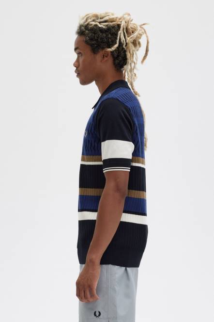 Fred Perry muškarci pletena košulja od argyle ploče N42N435 odjeća francuska mornarica