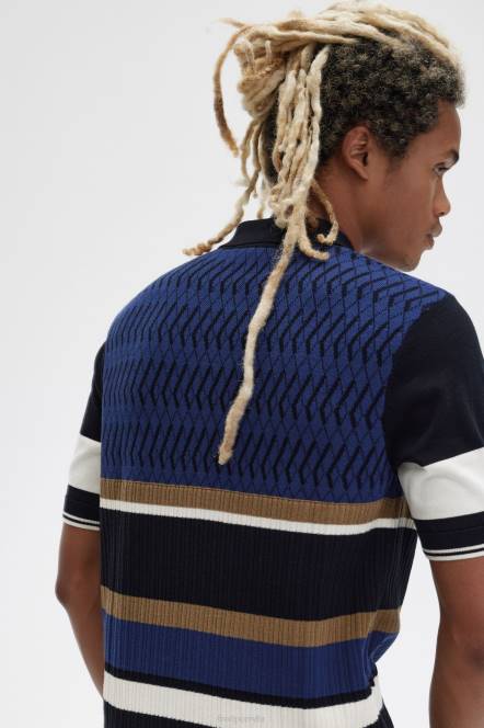 Fred Perry muškarci pletena košulja od argyle ploče N42N435 odjeća francuska mornarica