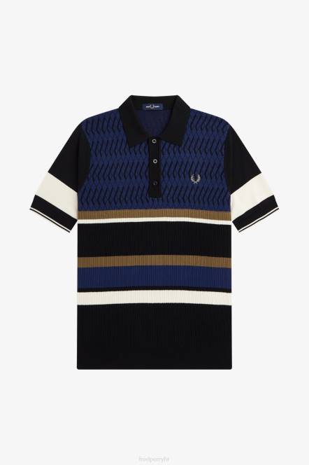 Fred Perry muškarci pletena košulja od argyle ploče N42N435 odjeća francuska mornarica