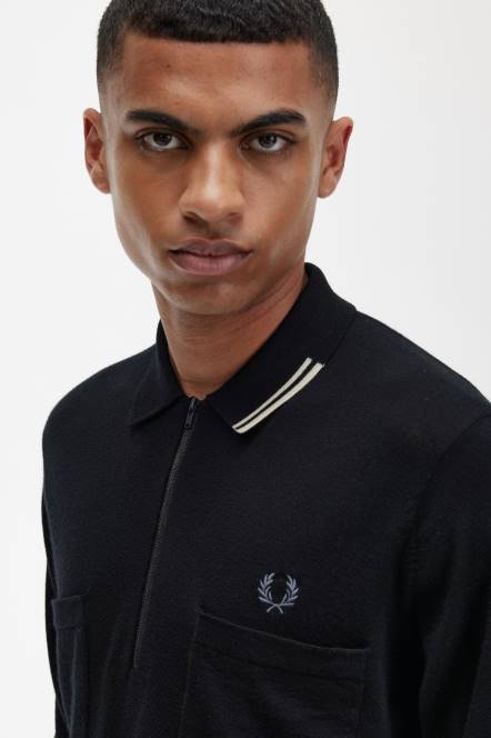 Fred Perry muškarci pletena košulja s pola patentnog zatvarača N42N467 odjeća zobena kaša