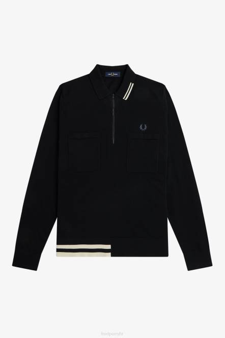 Fred Perry muškarci pletena košulja s pola patentnog zatvarača N42N467 odjeća zobena kaša