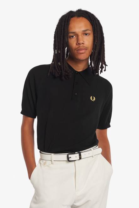 Fred Perry muškarci pletena košulja s raglan rukavima N42N454 odjeća crna/šampanjac