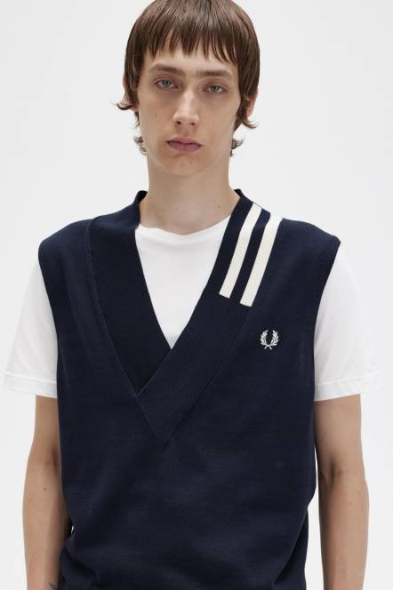 Fred Perry muškarci pletena majica s V-izrezom N42N437 odjeća mornarica