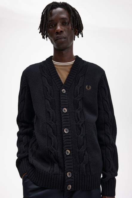 Fred Perry muškarci pleteni kardigan s teksturom N42N456 odjeća jednolična zelena