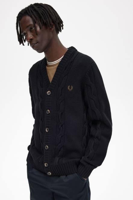 Fred Perry muškarci pleteni kardigan s teksturom N42N456 odjeća jednolična zelena