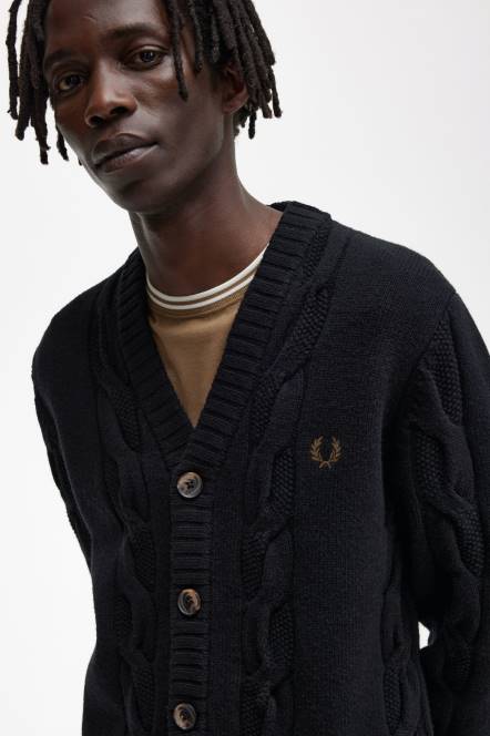 Fred Perry muškarci pleteni kardigan s teksturom N42N456 odjeća jednolična zelena