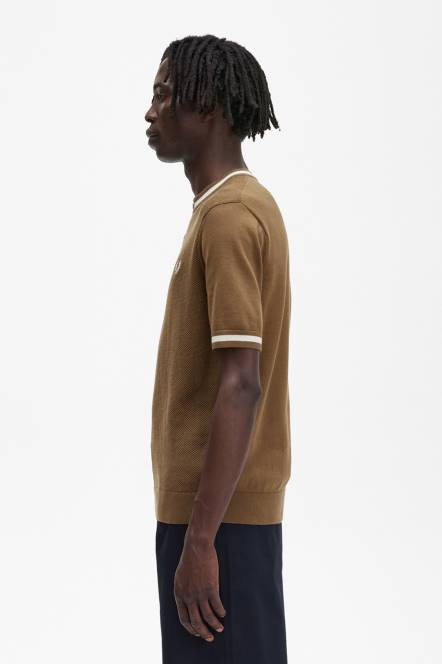 Fred Perry muškarci teksturirani prednji pleteni kukolj N42N453 odjeća osjenčani kamen