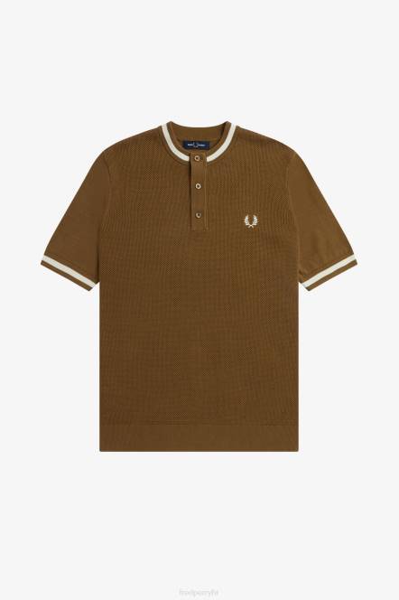 Fred Perry muškarci teksturirani prednji pleteni kukolj N42N453 odjeća osjenčani kamen