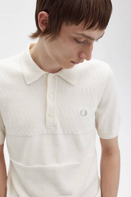 Fred Perry muškarci tonalna ploča pletena košulja N42N436 odjeća ekru