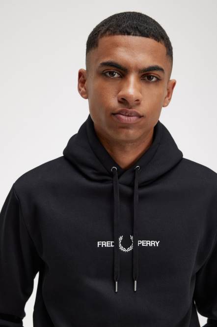 Fred Perry muškarci izvezena majica s kapuljačom N42N415 odjeća crno