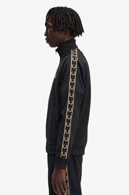 Fred Perry muškarci kontrastna trakasta jakna N42N13 odjeća crno zlato