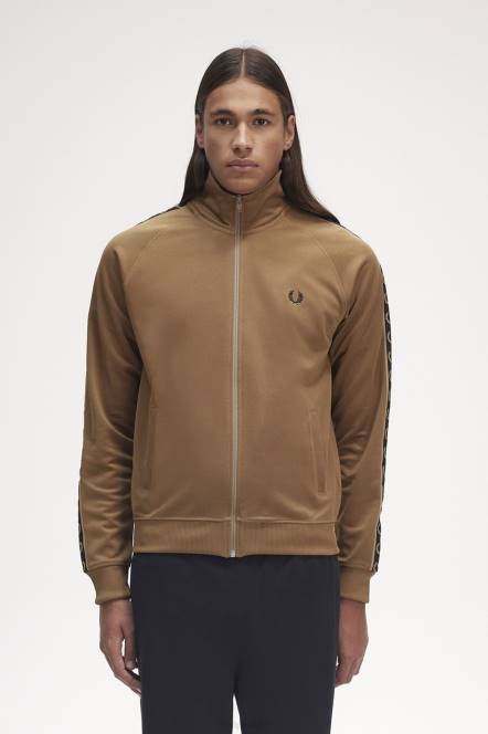 Fred Perry muškarci kontrastna trakasta jakna N42N14 odjeća osjenčani kamen/crna