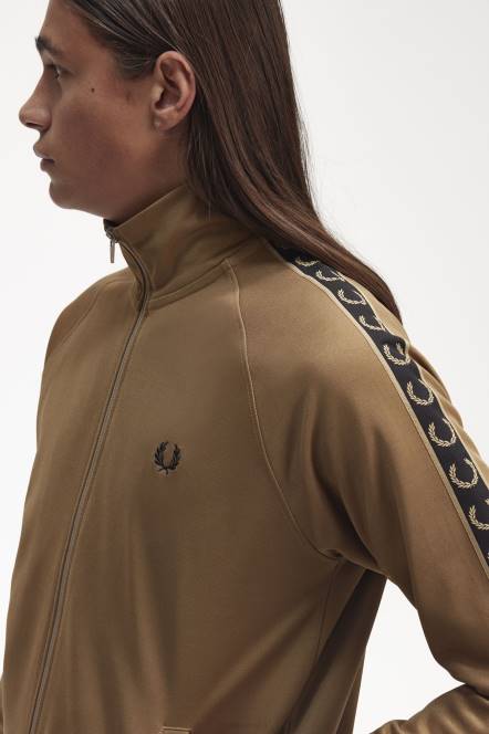 Fred Perry muškarci kontrastna trakasta jakna N42N14 odjeća osjenčani kamen/crna