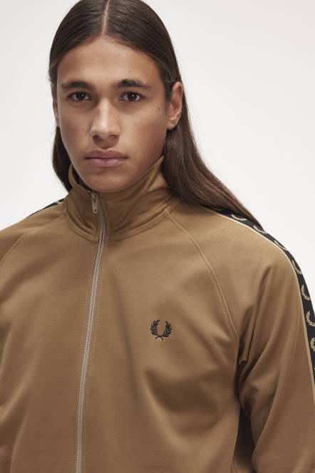 Fred Perry muškarci kontrastna trakasta jakna N42N14 odjeća osjenčani kamen/crna