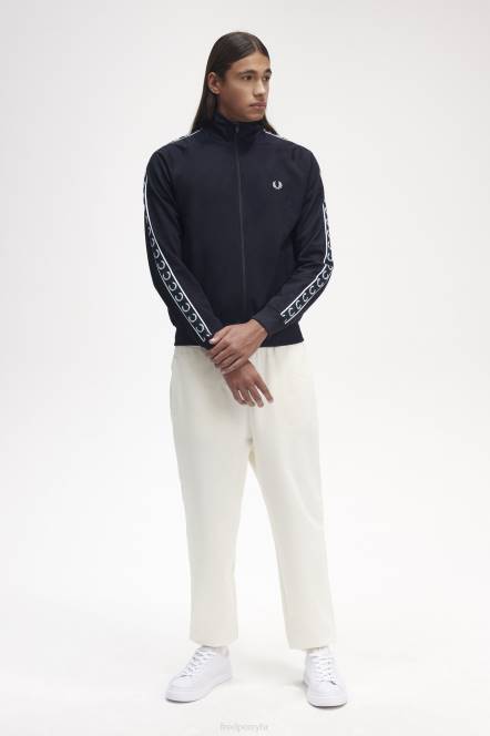 Fred Perry muškarci kontrastna trakasta jakna N42N17 odjeća mornarica