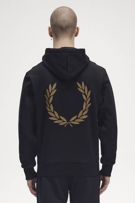 Fred Perry muškarci majica s kapuljačom s lovorovim vijencem N42N400 odjeća crno