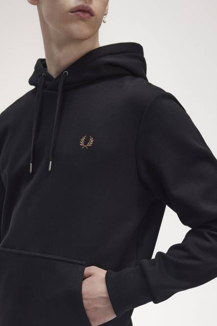 Fred Perry muškarci majica s kapuljačom s lovorovim vijencem N42N400 odjeća crno