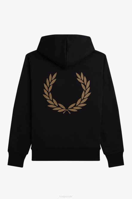 Fred Perry muškarci majica s kapuljačom s lovorovim vijencem N42N400 odjeća crno