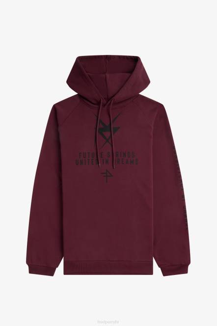 Fred Perry muškarci majica s kapuljačom s printom N42N408 odjeća crno