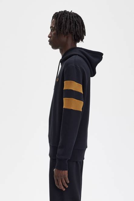 Fred Perry muškarci majica s kapuljačom s vrhovima rukava N42N413 odjeća crno