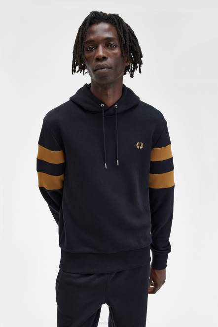 Fred Perry muškarci majica s kapuljačom s vrhovima rukava N42N413 odjeća crno