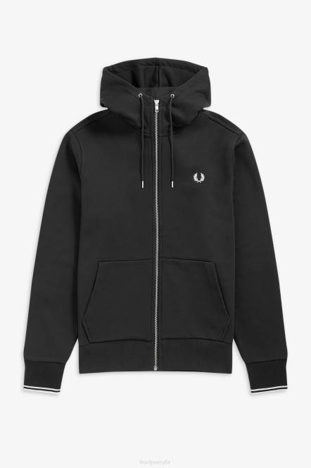 Fred Perry muškarci majica s patentnim zatvaračem s kapuljačom N42N387 odjeća crno
