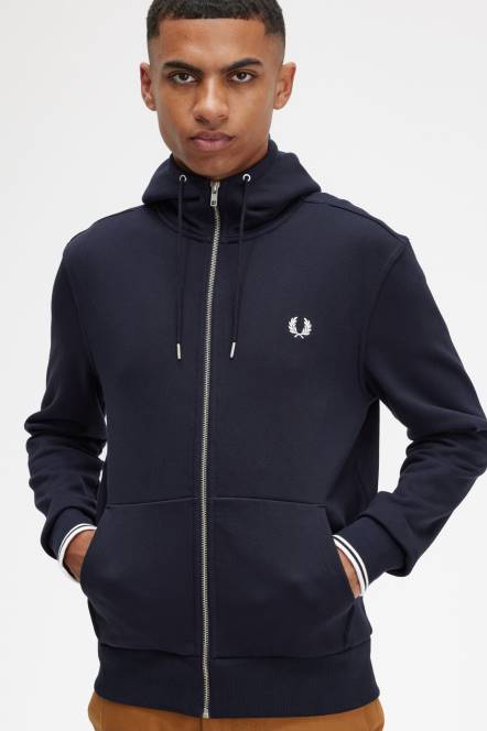 Fred Perry muškarci majica s patentnim zatvaračem s kapuljačom N42N391 odjeća mornarica