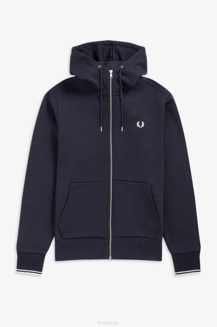 Fred Perry muškarci majica s patentnim zatvaračem s kapuljačom N42N391 odjeća mornarica