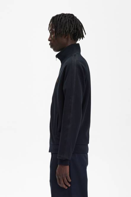 Fred Perry muškarci pletena trakasta jakna N42N15 odjeća crno