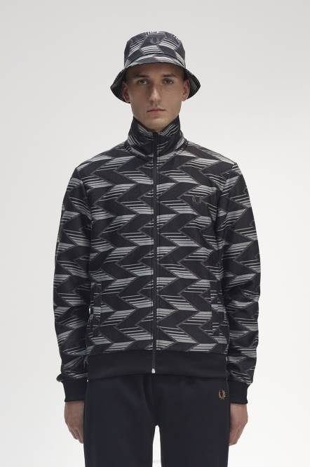 Fred Perry muškarci trenirka prugasta jakna N42N21 odjeća crno