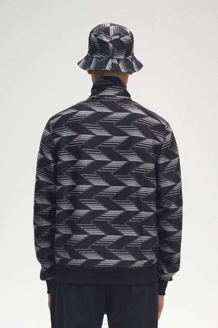 Fred Perry muškarci trenirka prugasta jakna N42N21 odjeća crno