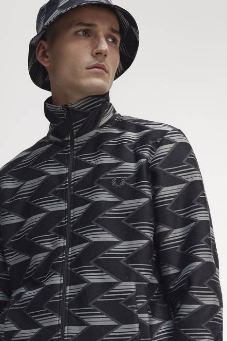 Fred Perry muškarci trenirka prugasta jakna N42N21 odjeća crno