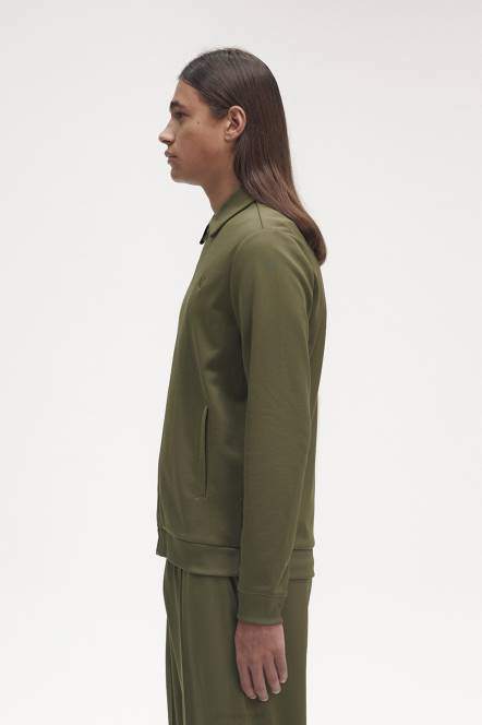 Fred Perry muškarci trenirka s ovratnikom i patentnim zatvaračem N42N23 odjeća jednolična zelena