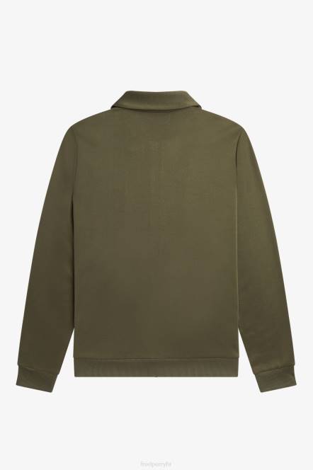 Fred Perry muškarci trenirka s ovratnikom i patentnim zatvaračem N42N23 odjeća jednolična zelena