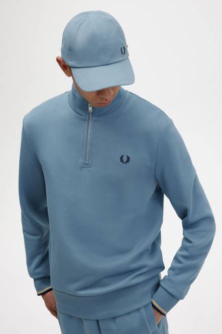 Fred Perry muškarci trenirka s pola patentnim zatvaračem N42N38 odjeća pepeljasto plava