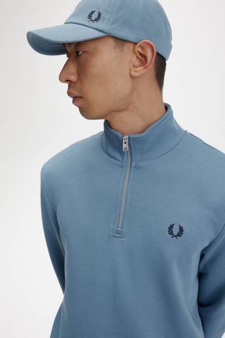 Fred Perry muškarci trenirka s pola patentnim zatvaračem N42N38 odjeća pepeljasto plava