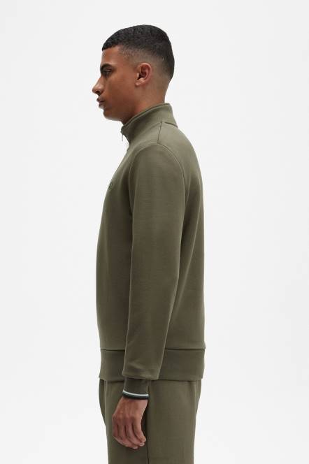 Fred Perry muškarci trenirka s pola patentnim zatvaračem N42N402 odjeća jednolična zelena