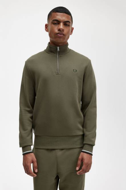 Fred Perry muškarci trenirka s pola patentnim zatvaračem N42N402 odjeća jednolična zelena