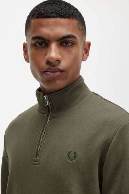 Fred Perry muškarci trenirka s pola patentnim zatvaračem N42N402 odjeća jednolična zelena