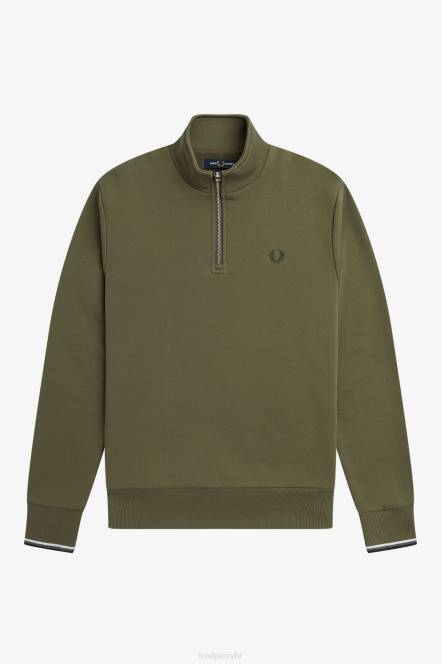 Fred Perry muškarci trenirka s pola patentnim zatvaračem N42N402 odjeća jednolična zelena