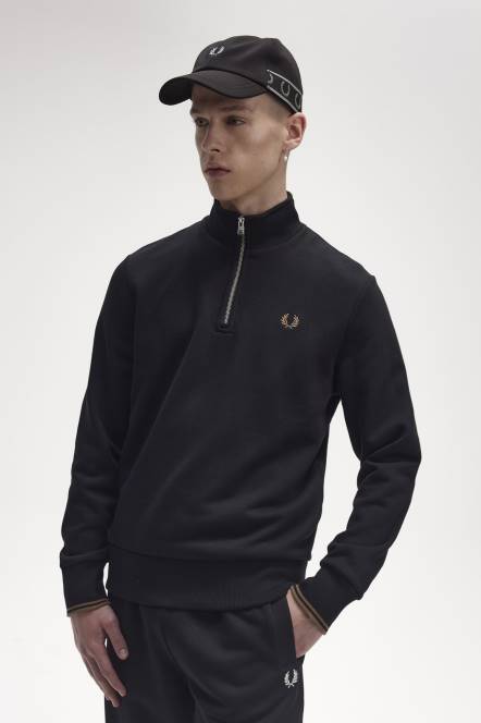 Fred Perry muškarci trenirka s pola patentnim zatvaračem N42N421 odjeća crno