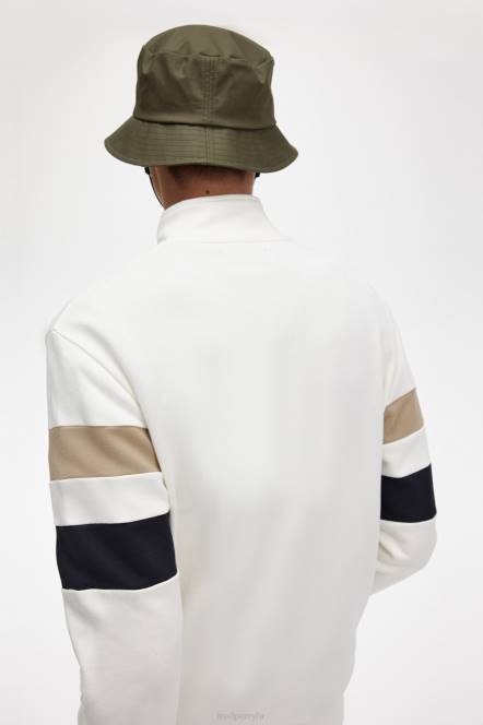 Fred Perry muškarci trenirka s vrhom rukava s pola patentnim zatvaračem N42N416 odjeća ekru