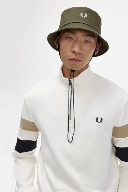 Fred Perry muškarci trenirka s vrhom rukava s pola patentnim zatvaračem N42N416 odjeća ekru